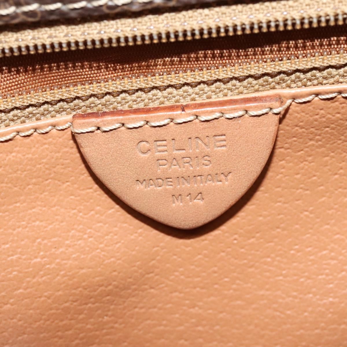 Celine Vintage Macadam Circle Logo Shoulder Bag Canvas And Leather Brown Canvas Shoulder Bag Bag