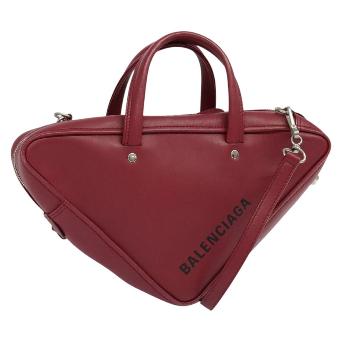 Balenciaga Triangle Duffle Bag Leather Red Leather Hand