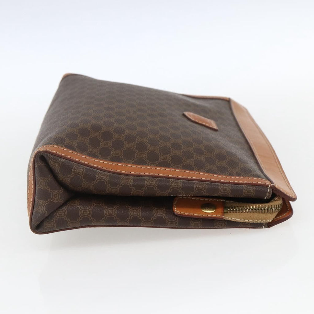 Celine Macadam Pochette Canvas Brown Pvc Clutche & Pouche Bag