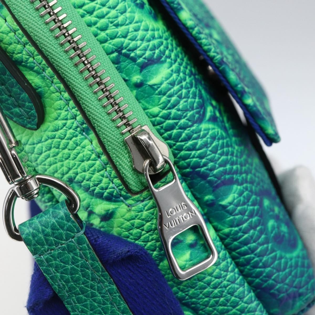 Louis Vuitton Double Phone Pouch Nm Monogram Shadow Leather Green Leather Clutche & Pouche Bag