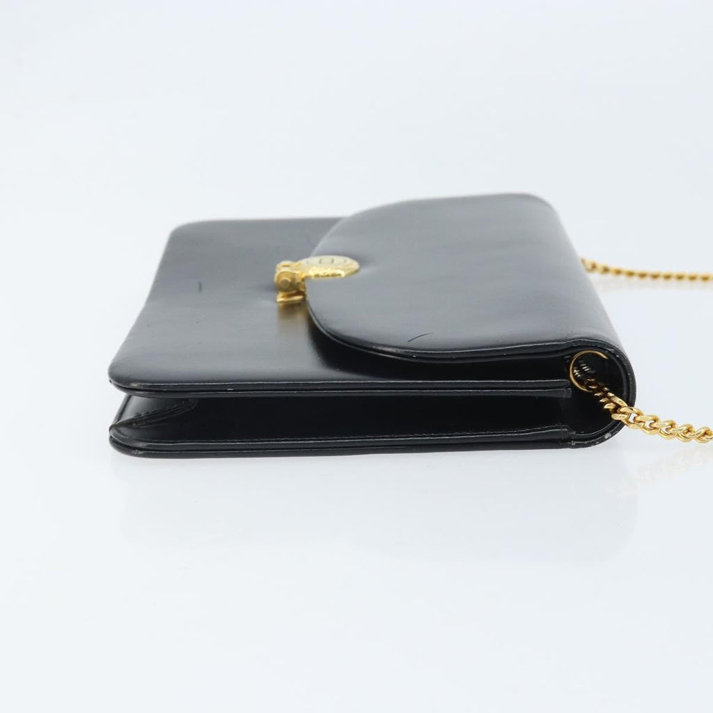 Christian Dior Vintage Cd Chain Flap Shoulder Bag Leather Black Leather Shoulder Bag Bag (Pre-Owned)