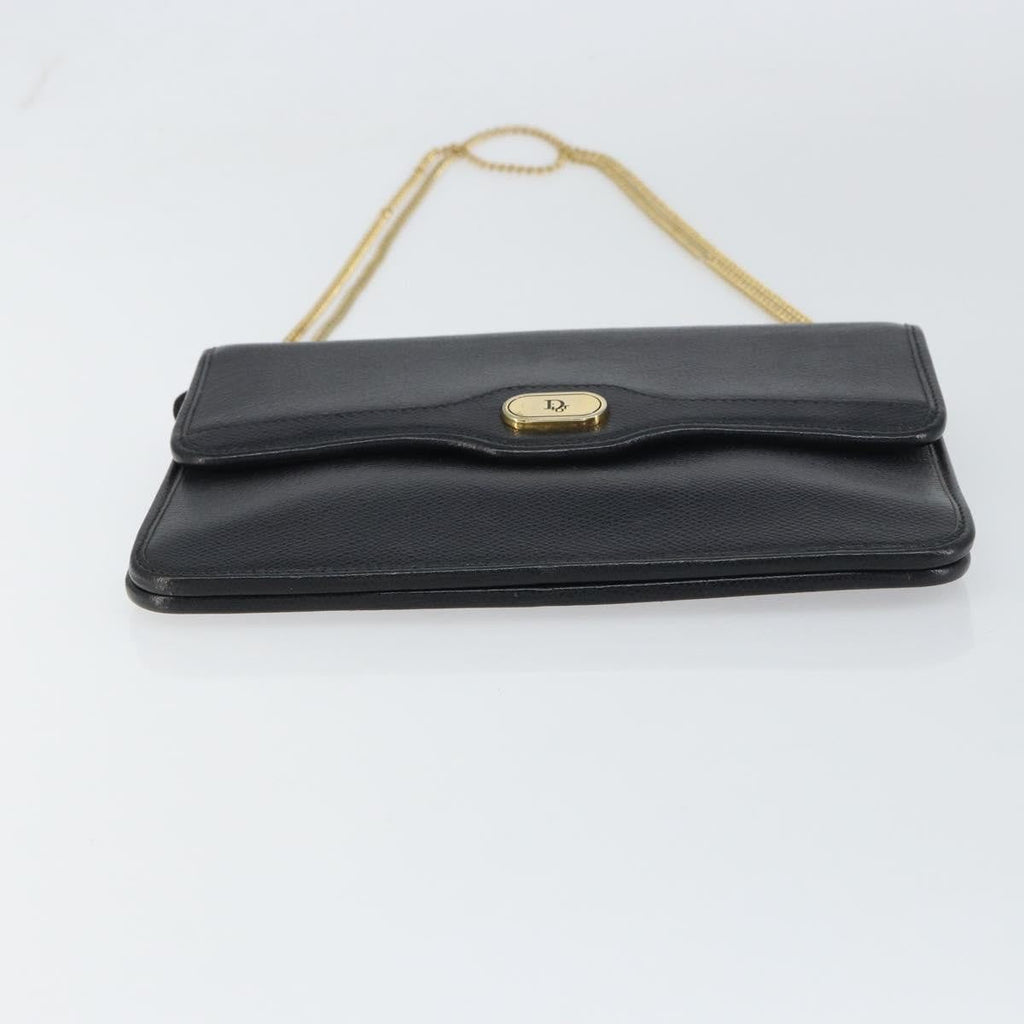 Christian Dior Vintage Cd Chain Flap Shoulder Bag Leather Black Leather Shoulder Bag Bag (Pre-Owned)