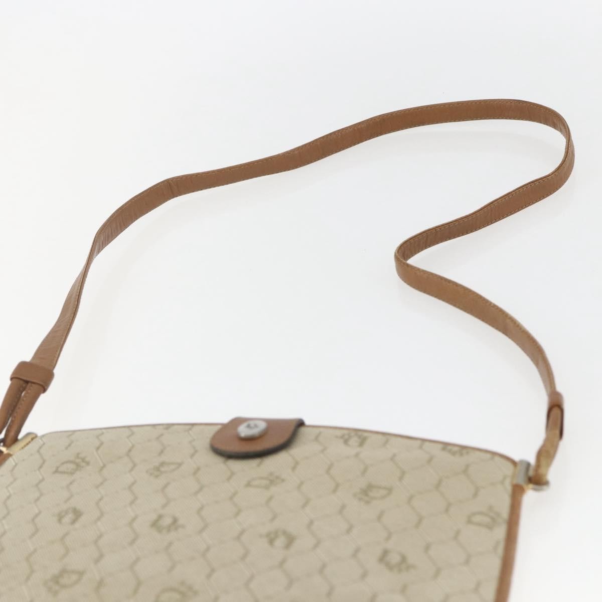 Christian Dior Vintage Honeycomb Shoulder Bag Canvas And Leather Beige Canvas Shoulder Bag Bag (Pre-Owned)