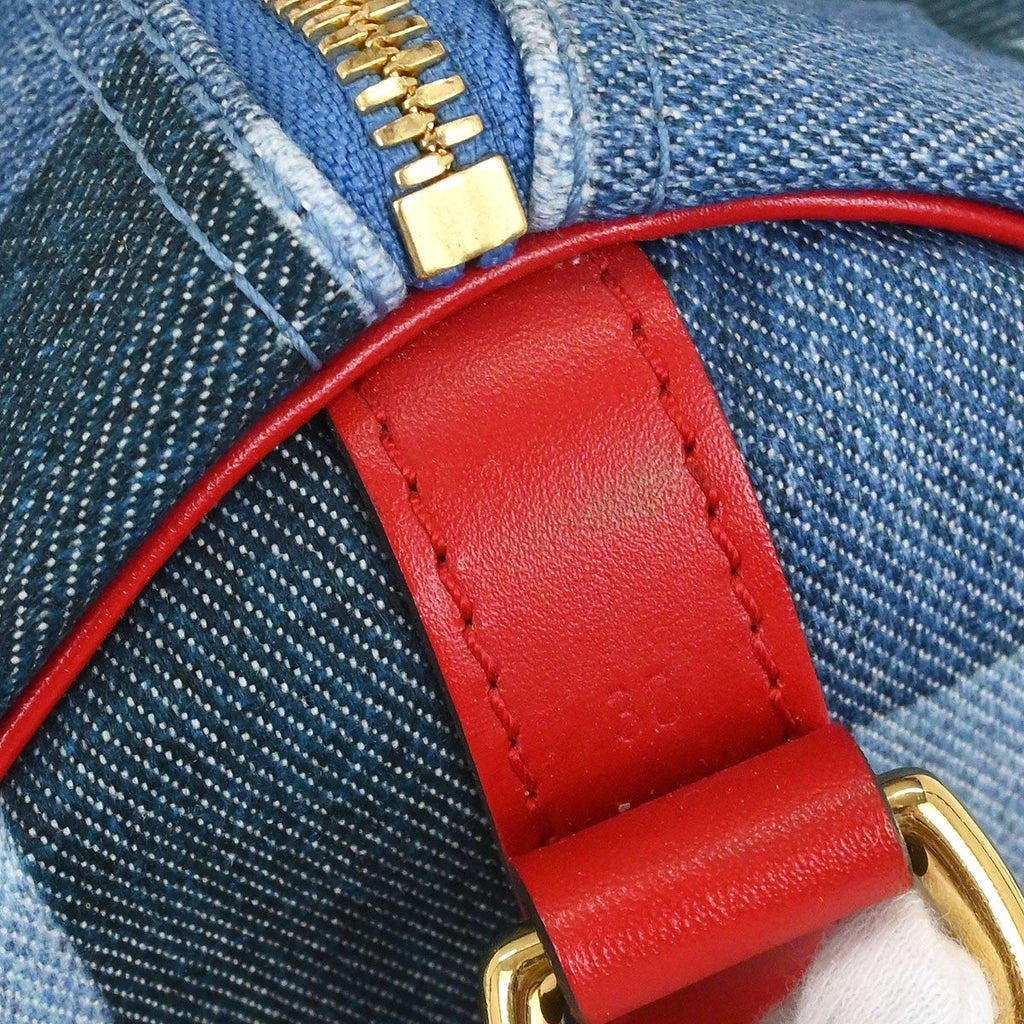 Louis Vuitton Speedy Bandouliere Bag Damier And Monogram Patchwork Denim Blue Denim_Jeans Handbag