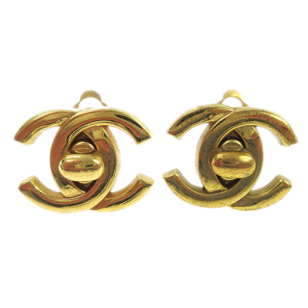 Chanel Cc Turnlock Clip-On Earrings Metal Gold Gold Earrings Jewelry
