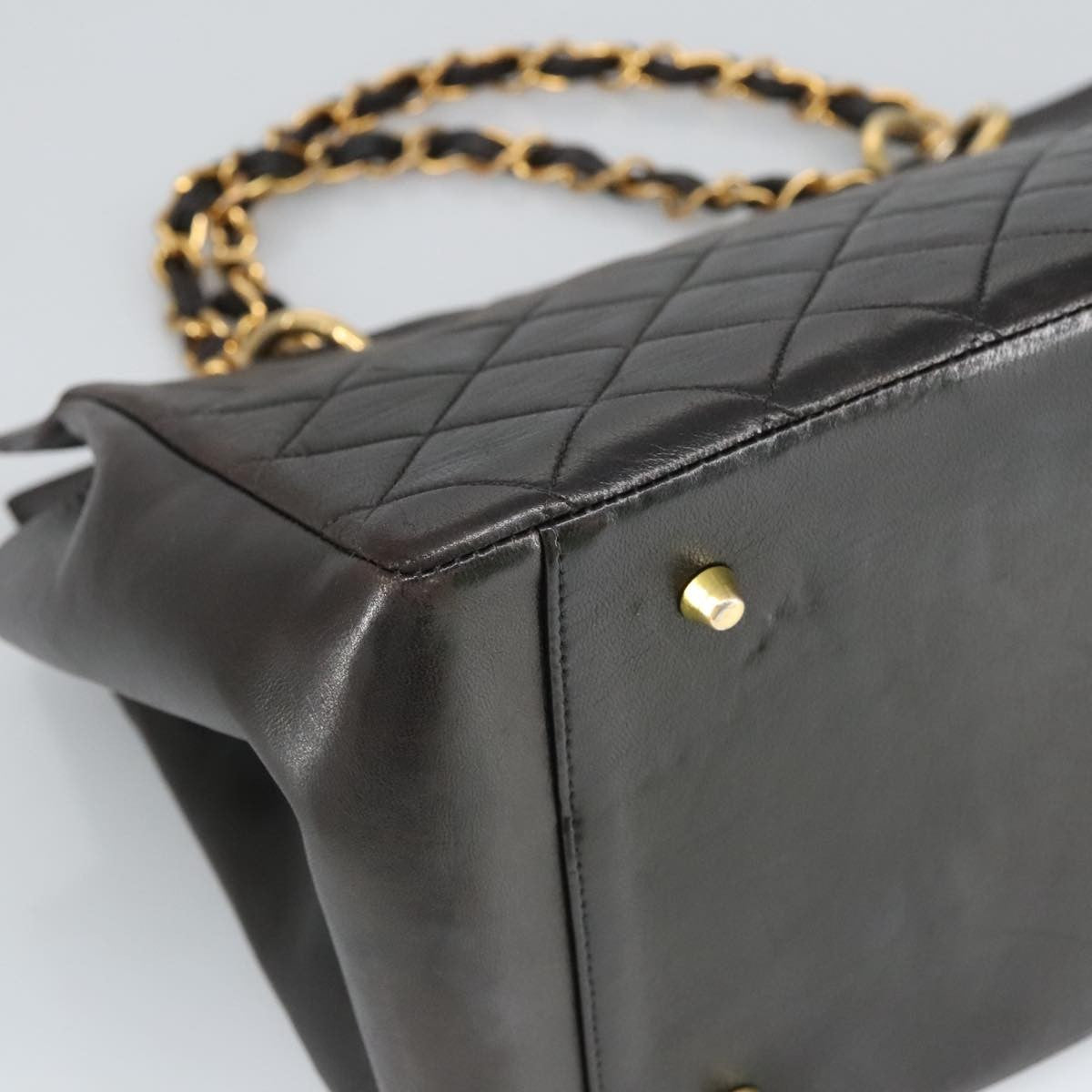Chanel Vintage Grand Shopping Tote Quilted Lambskin Black Leather Tote Bag Bag