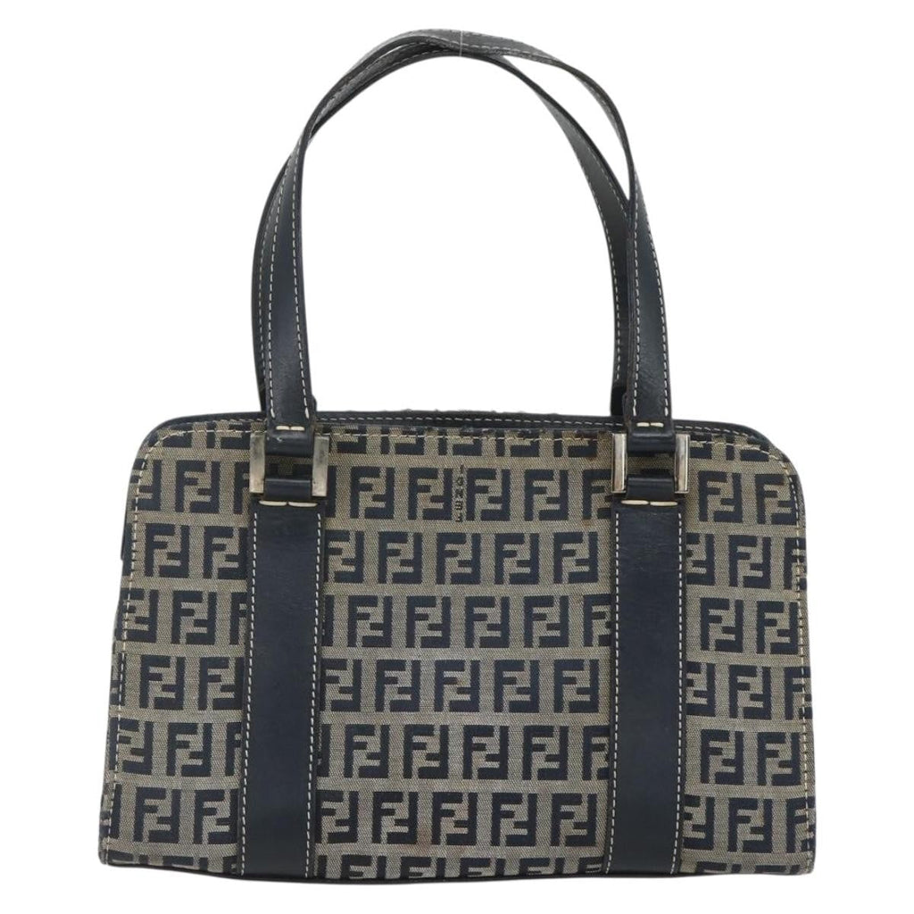 Fendi Vintage Satchel Zucchino Canvas Navy Canvas Handbag