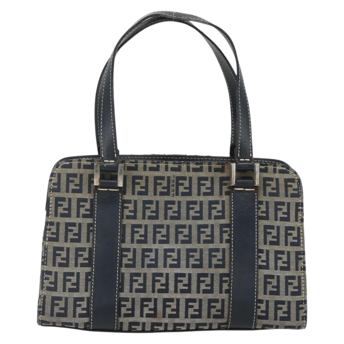 Fendi Vintage Satchel Zucchino Canvas Navy Canvas Handbag