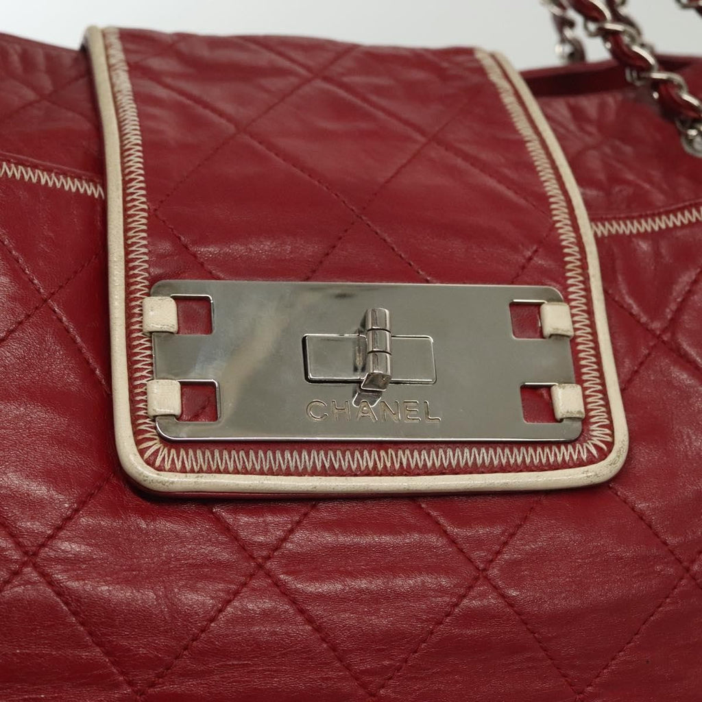 Chanel Vintage Reissue Chain Shopping Tote Leather Red Leather Bag