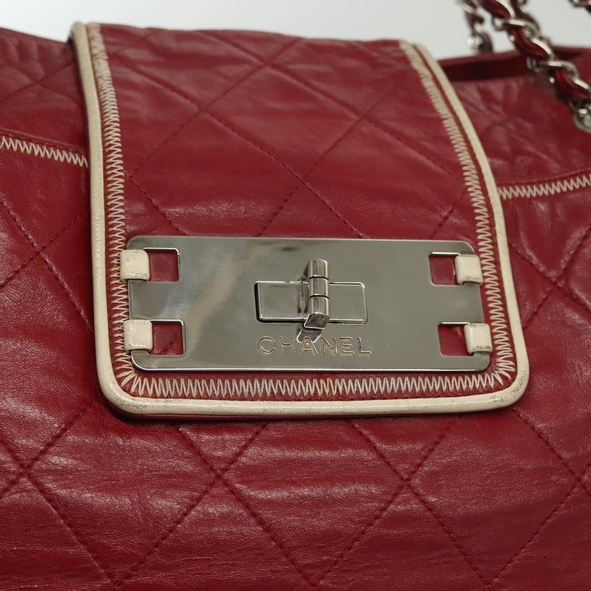 Chanel Vintage Reissue Chain Shopping Tote Leather Red Leather Bag