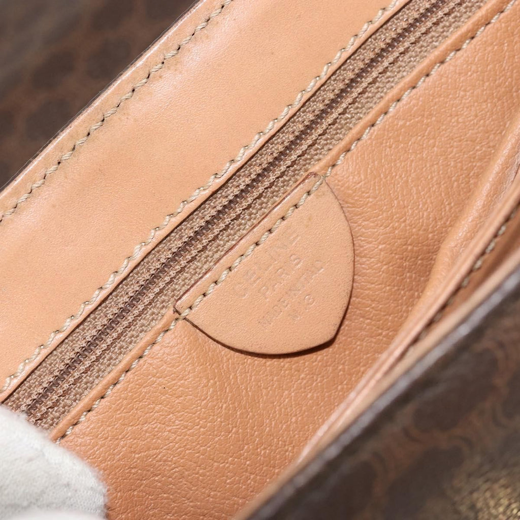 Celine Vintage Macadam Handbag Canvas Brown Pvc Handbag