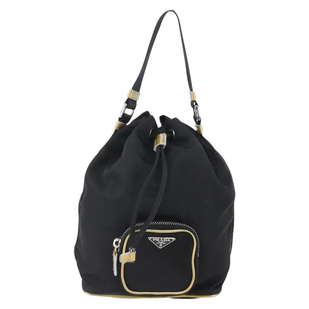 Prada Duet Drawstring Bucket Bag Tessuto Black Nylon Bag