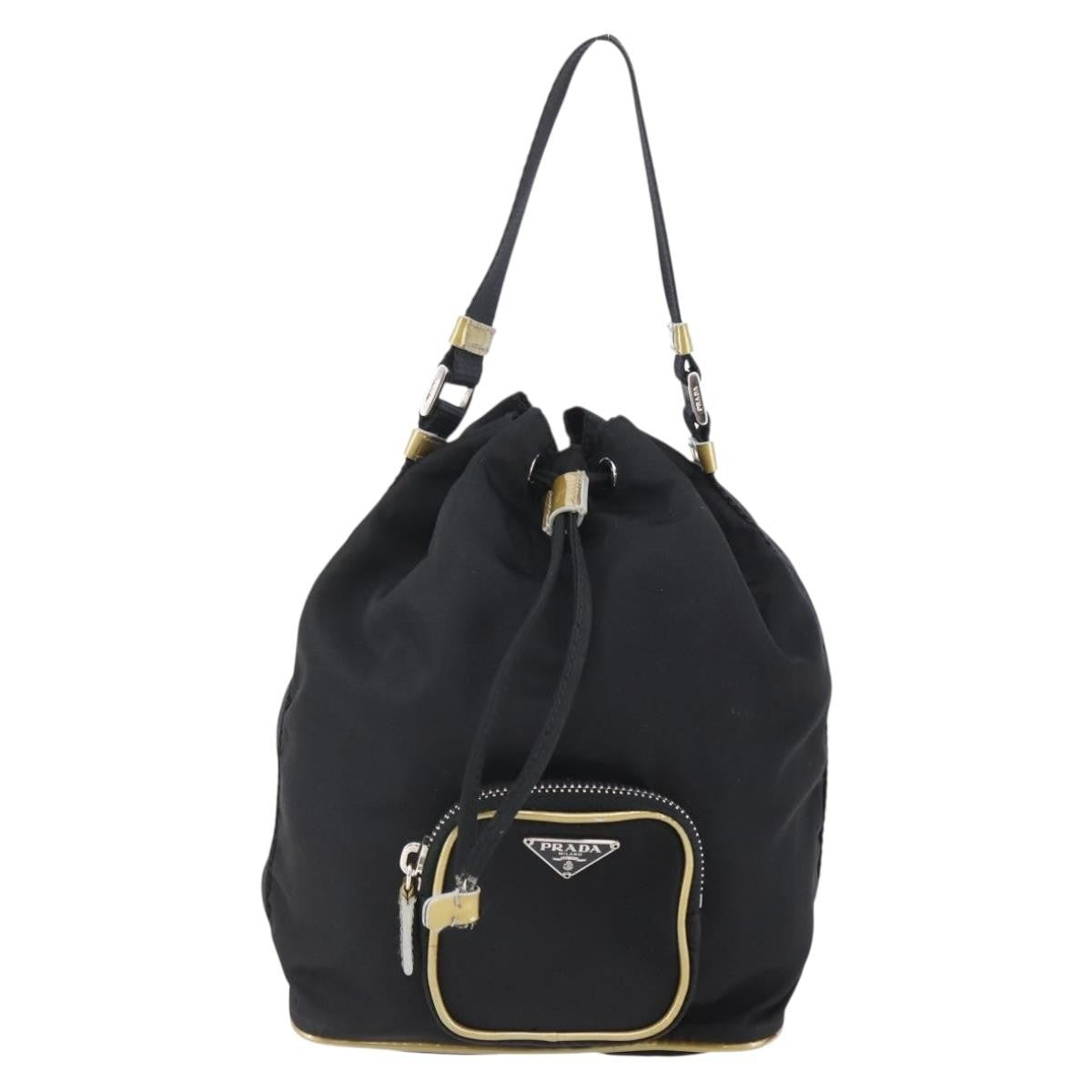 Prada Duet Drawstring Bucket Bag Tessuto Black Nylon Bag