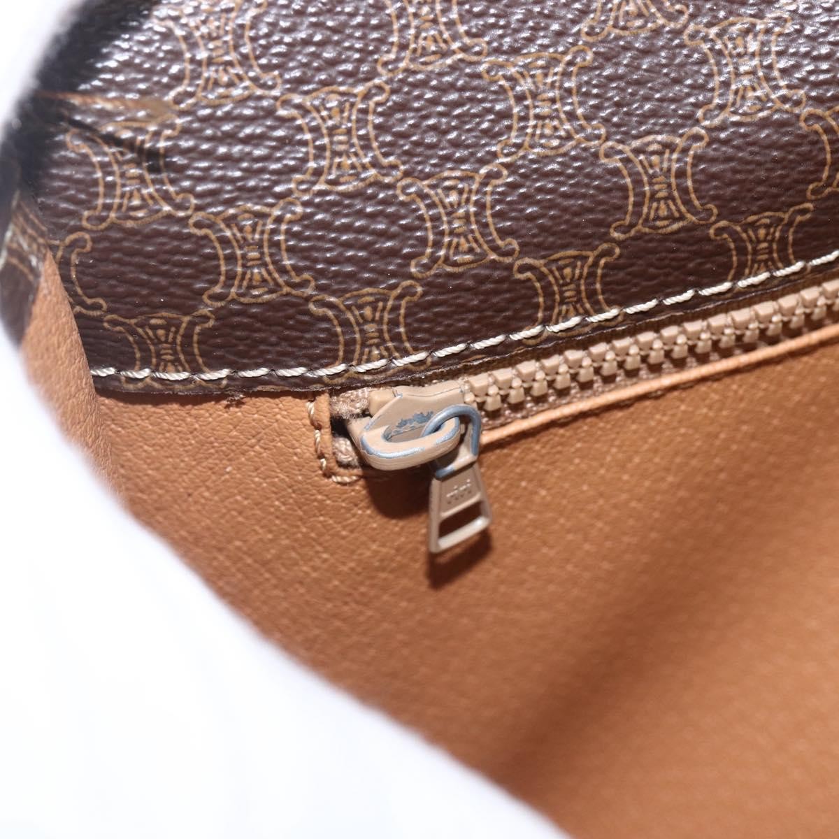Celine Vintage Macadam Shoulder Bag Canvas Brown Canvas Shoulder Bag Bag