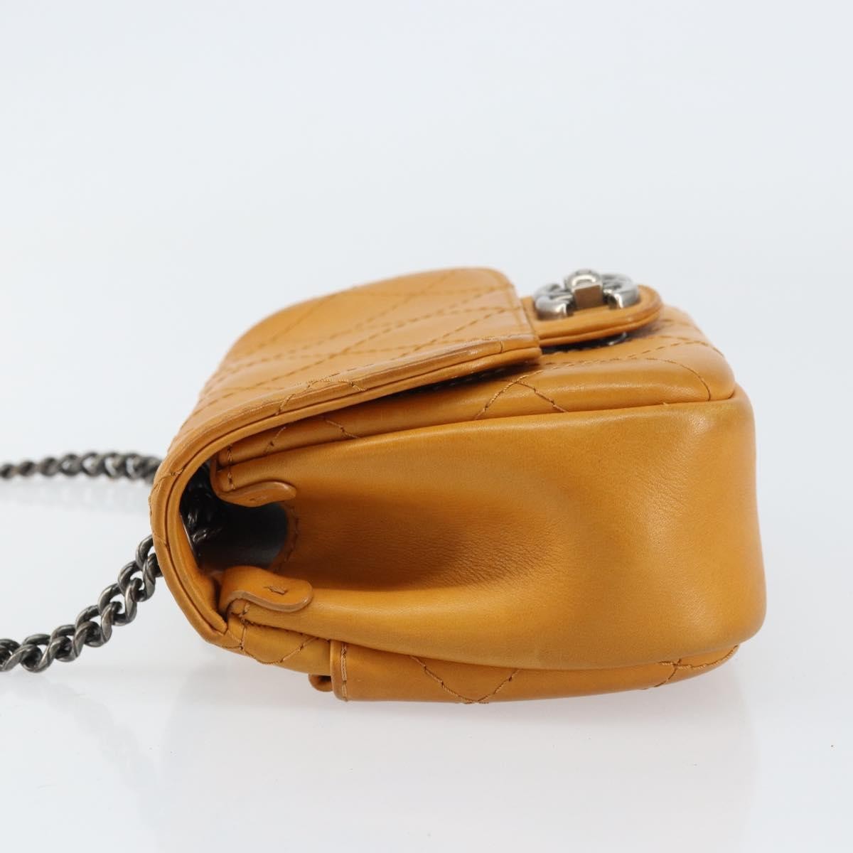 Chanel Chain Flap Bag Quilted Leather Orange Leather Shoulder Bag Bag