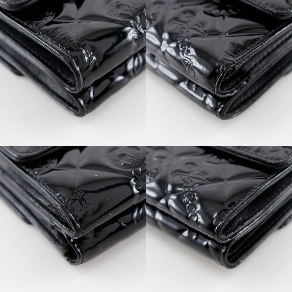 Chanel Bi-Fold Wallet Quilted Patent Black Patent_Leather Wallets Accessory