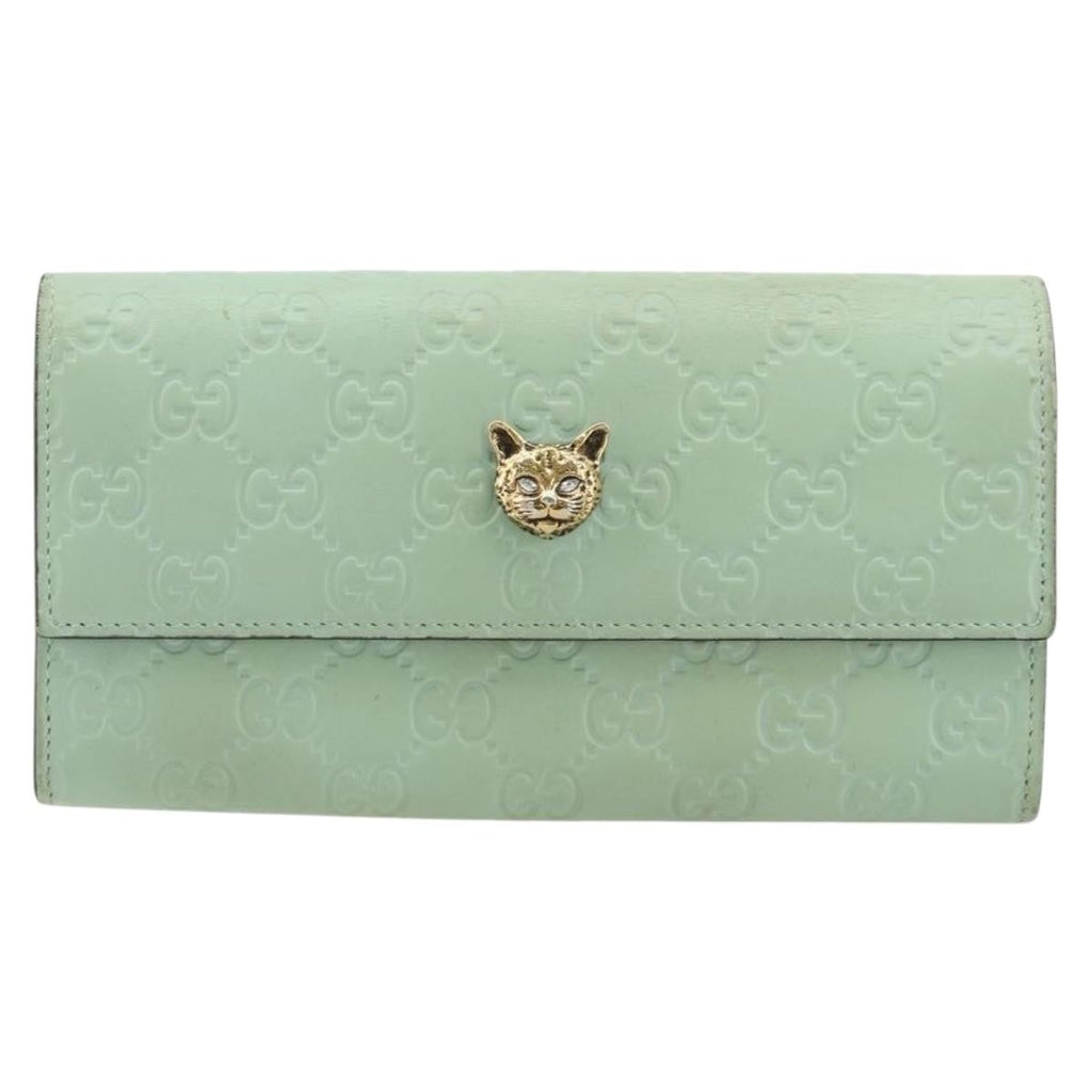 Gucci Guccissima Wallet Motif Gg Green Leather Wallets Accessory (Pre-Owned)
