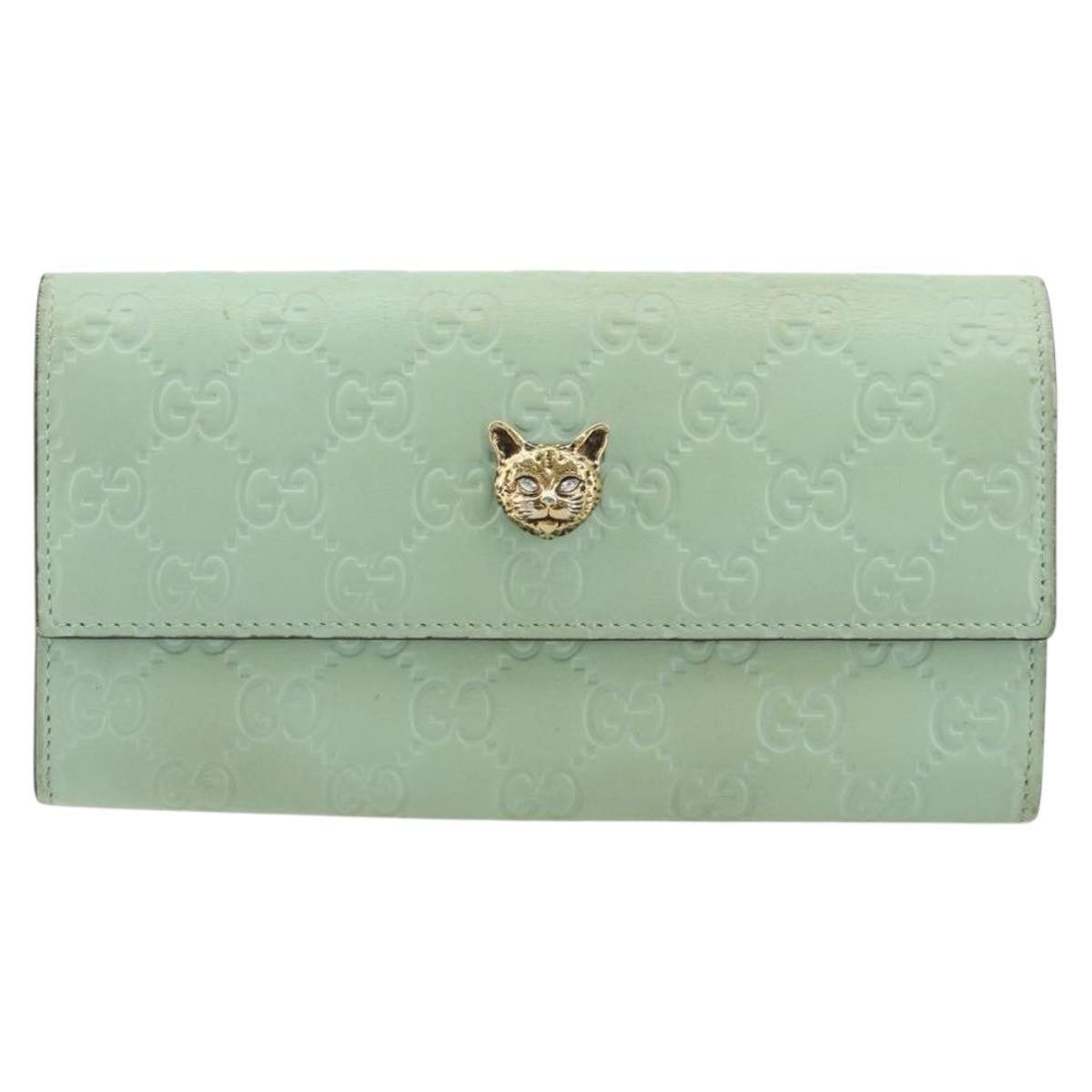 Gucci Guccissima Wallet Motif Gg Green Leather Wallets Accessory (Pre-Owned)