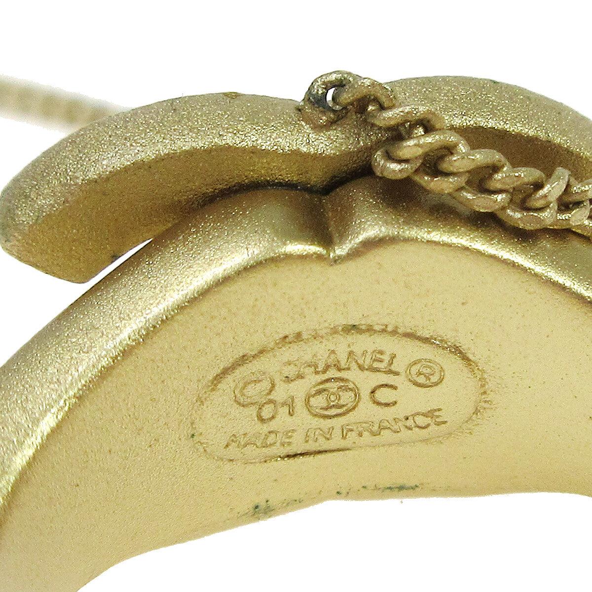 Chanel Logo Cuff With Cc Ring Metal With Crystal Gold Gold Bracelet Jewelry