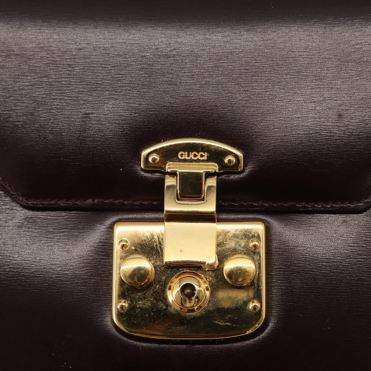 Gucci Vintage Lady Lock Top Handle Bag Leather Burgundy Leather Handbag (Pre-Owned)