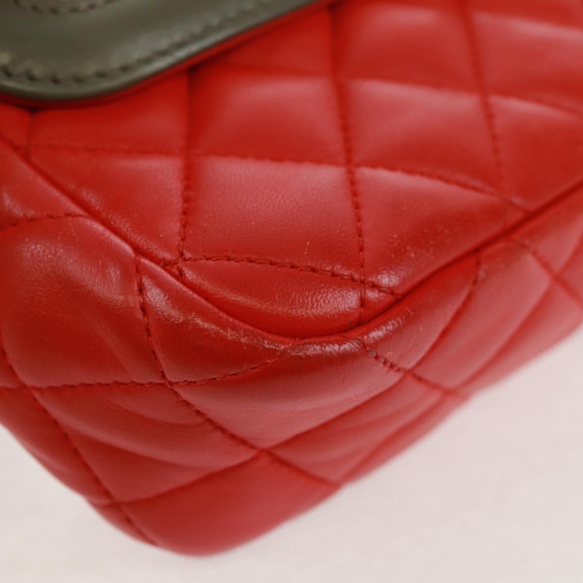 Chanel Two Tone Flap Bag Quilted Lambskin Red Leather Shoulder Bag Bag