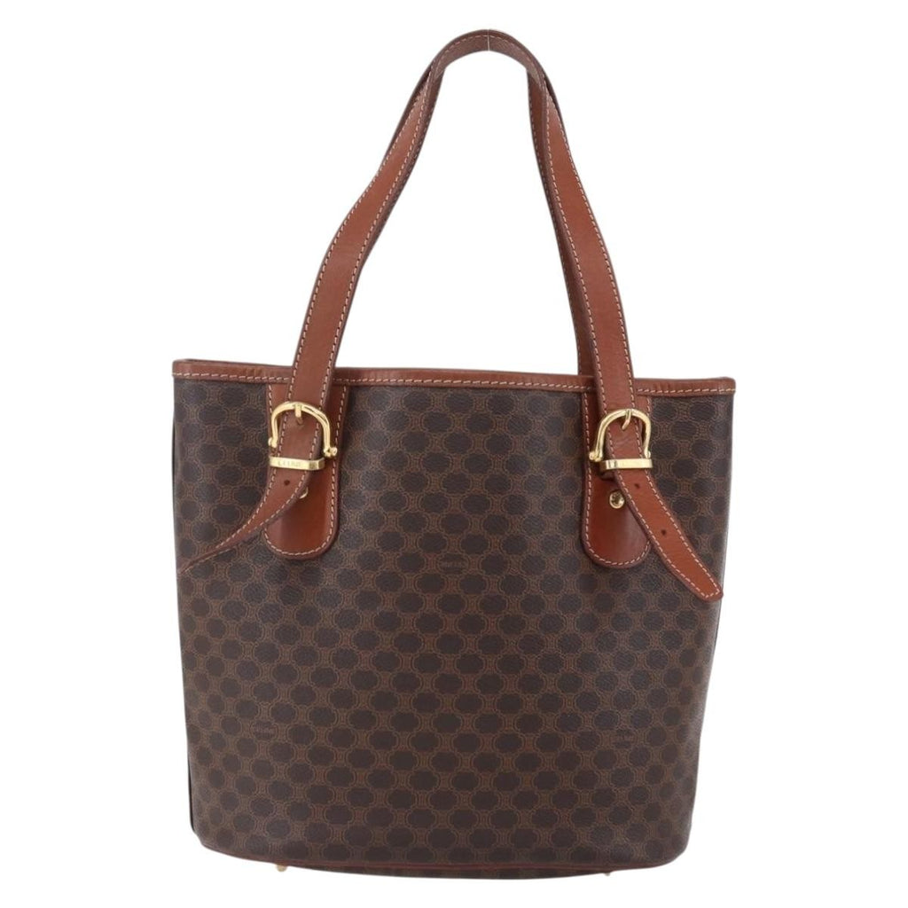 Celine Vintage Macadam Tote Bag Canvas Brown Canvas Tote Bag Bag