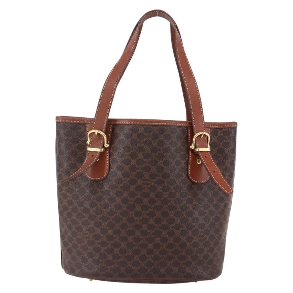 Celine Vintage Macadam Tote Bag Canvas Brown Canvas Tote Bag Bag