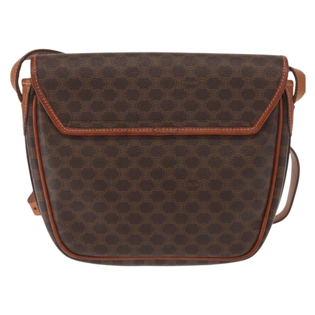 Celine Vintage Macadam Shoulder Bag Canvas And Leather Brown Canvas Shoulder Bag Bag
