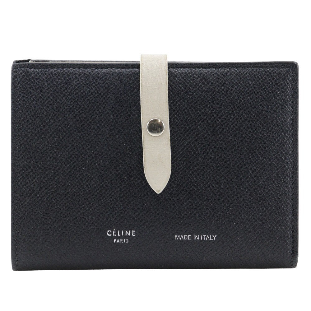 Celine Multifunction Strap Wallet Leather Black Calfskin Wallets Accessory