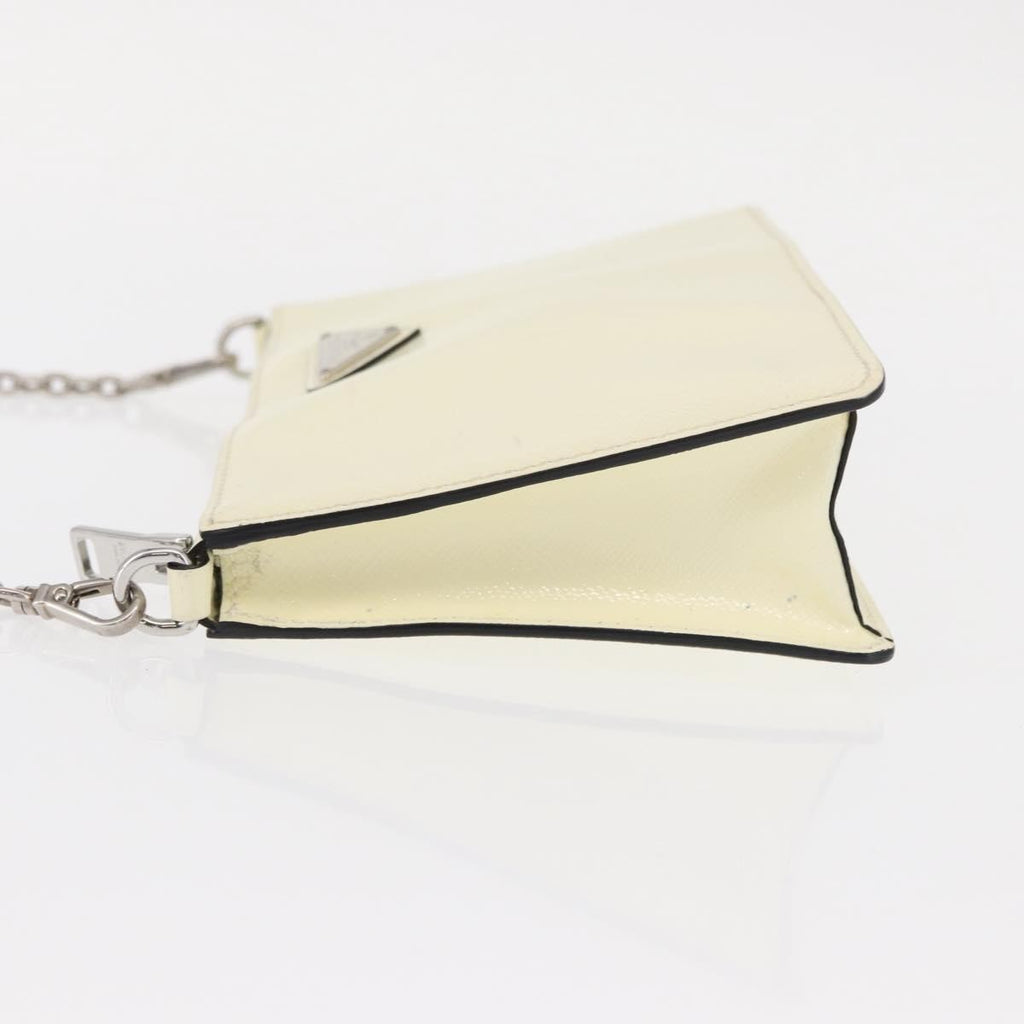 Prada Chain Crossbody Bag Vernice Saffiano Leather White Leather Shoulder Bag Bag