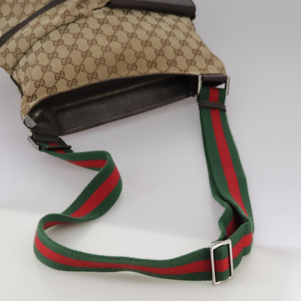 Gucci Double Pocket Web Messenger Gg Canvas Brown Canvas Shoulder Bag Bag (Pre-Owned)