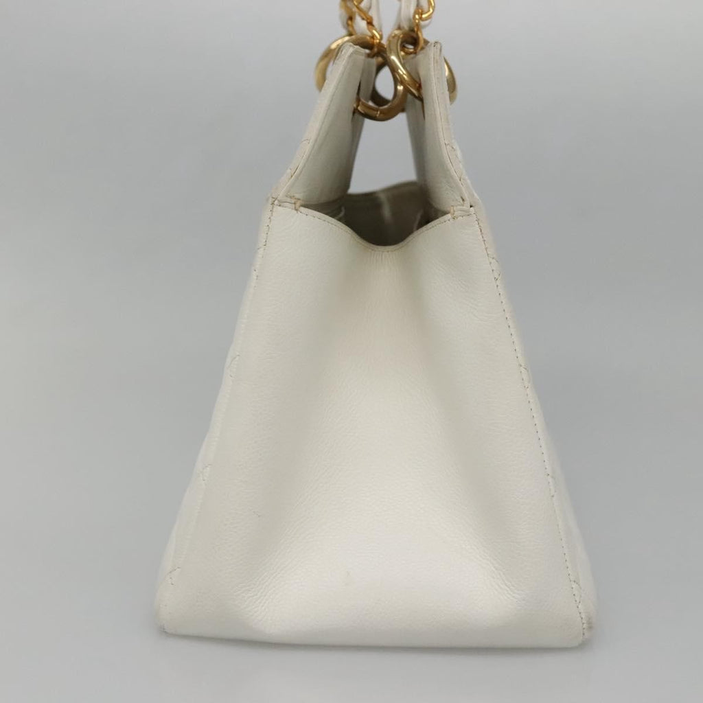 Chanel Vintage Grand Shopping Tote Quilted Caviar White Leather Bag