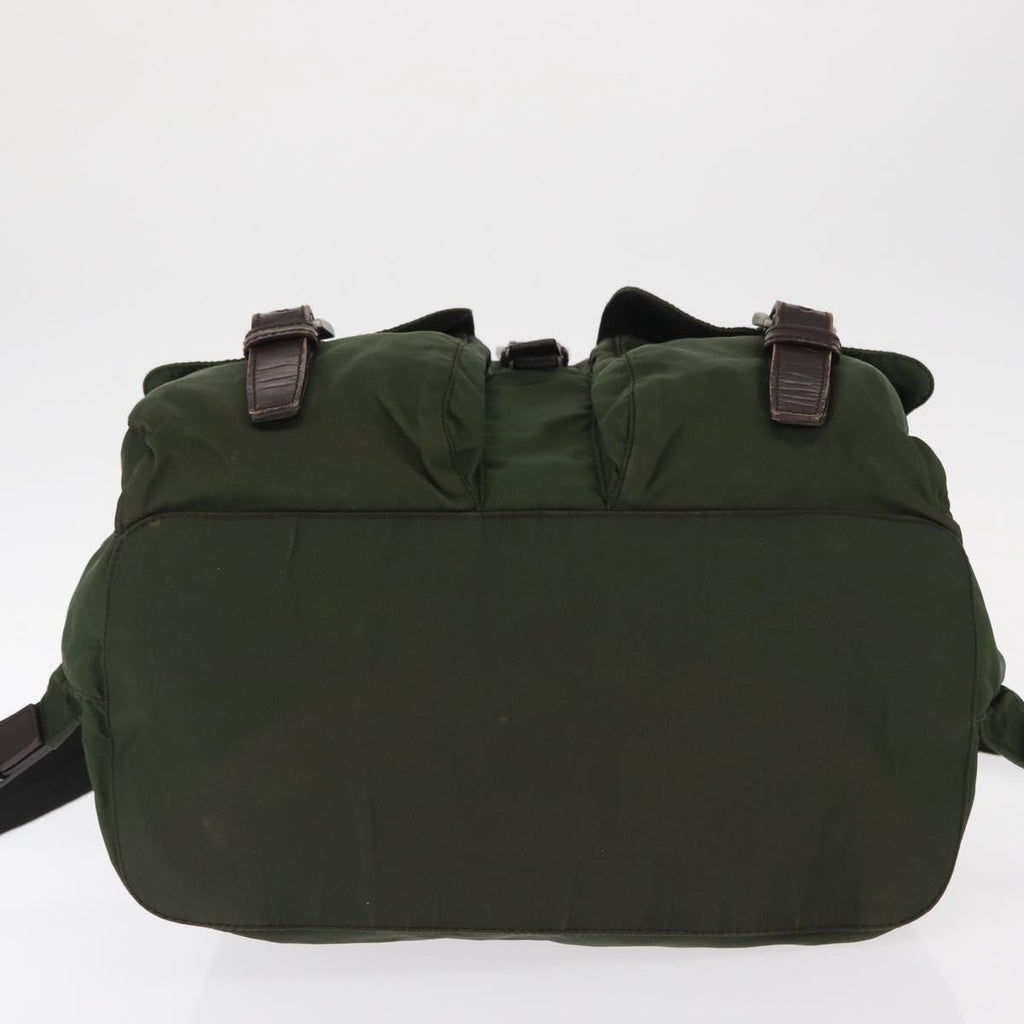 Prada Double Front Pocket Backpack Tessuto Khaki Nylon Backpack Bag