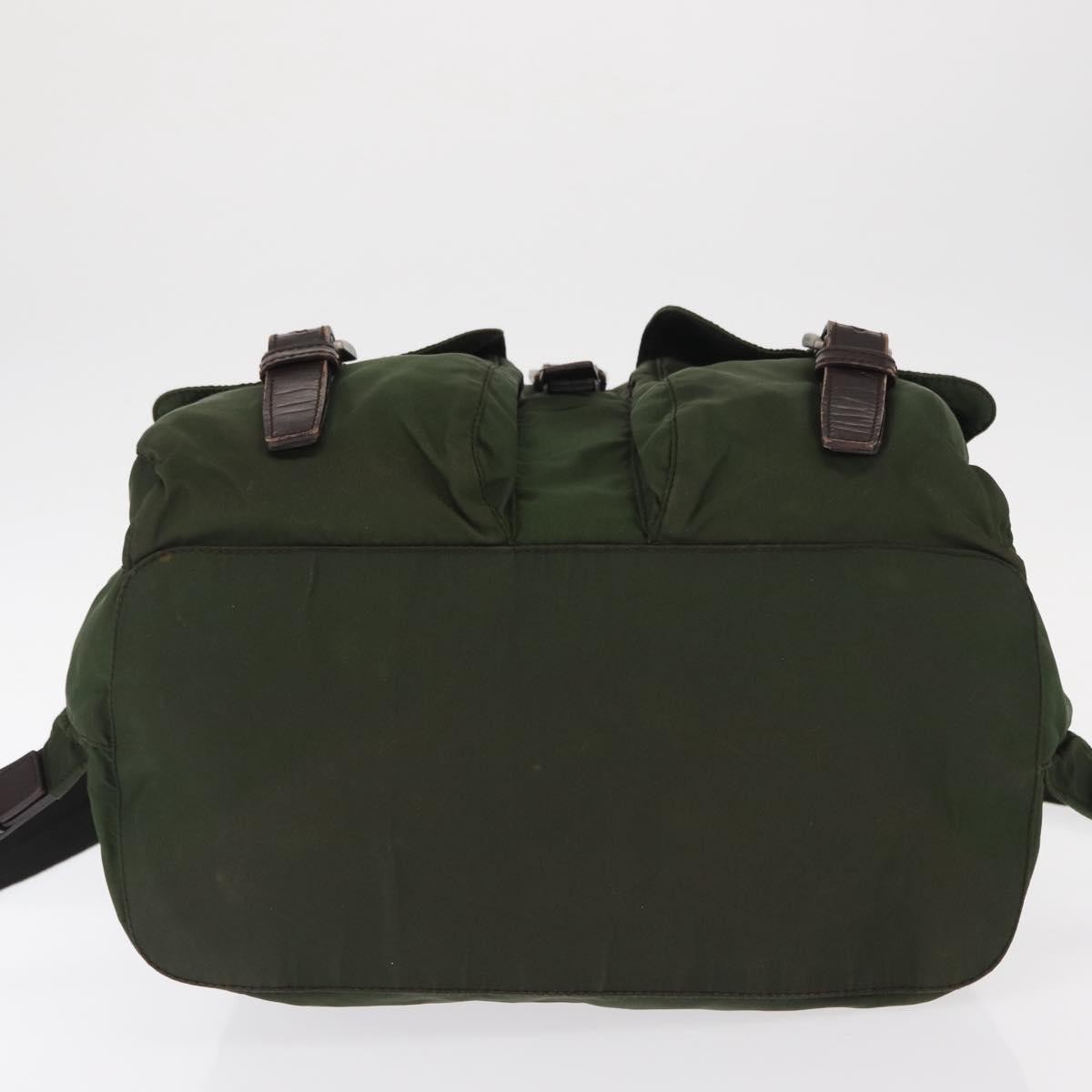 Prada Double Front Pocket Backpack Tessuto Khaki Nylon Backpack Bag