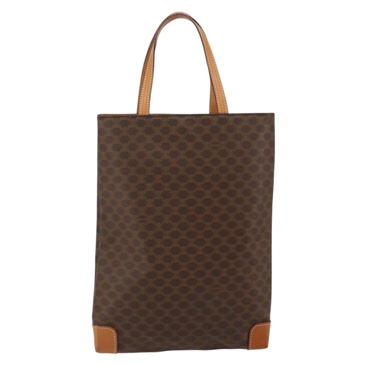 Celine Vintage Macadam Tote Bag Canvas Brown Canvas Tote Bag Bag