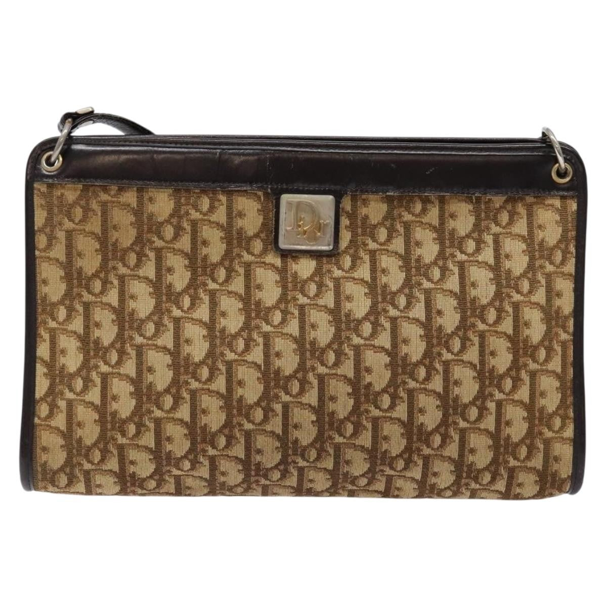 Christian Dior Vintage Trotter Shoulder Bag Canvas Brown Canvas Bag (Pre-Owned)