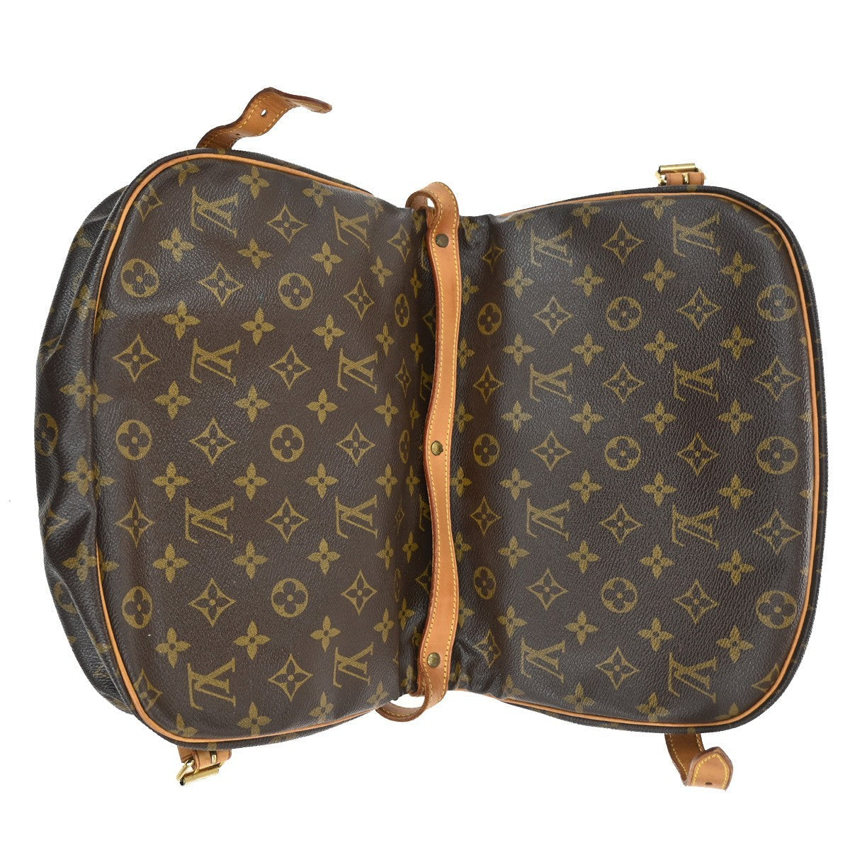 Louis Vuitton Saumur Handbag Monogram Canvas Brown Canvas Shoulder Bag