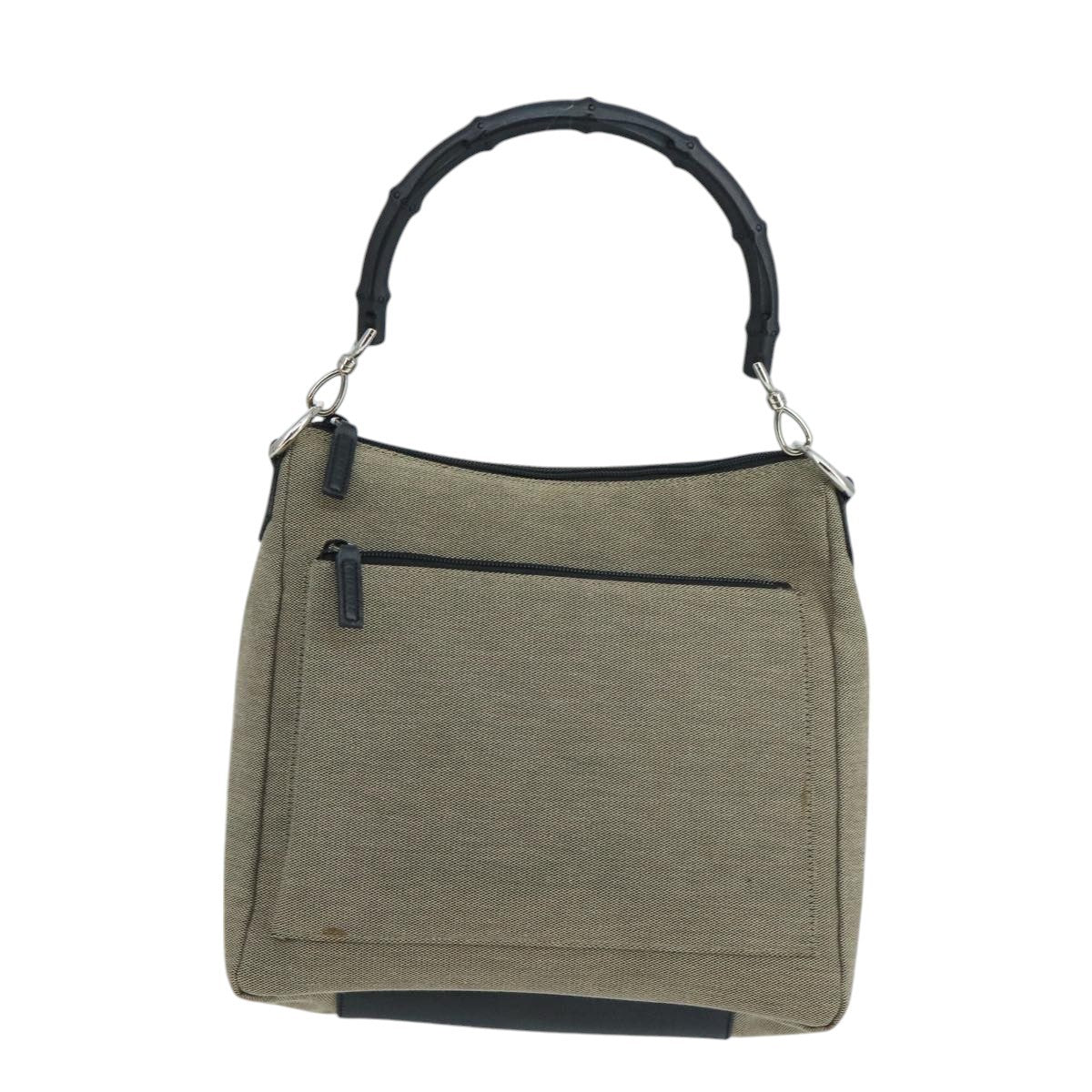 Gucci Vintage Bamboo Shoulder Bag Canvas Beige Canvas Shoulder Bag Bag (Pre-Owned)