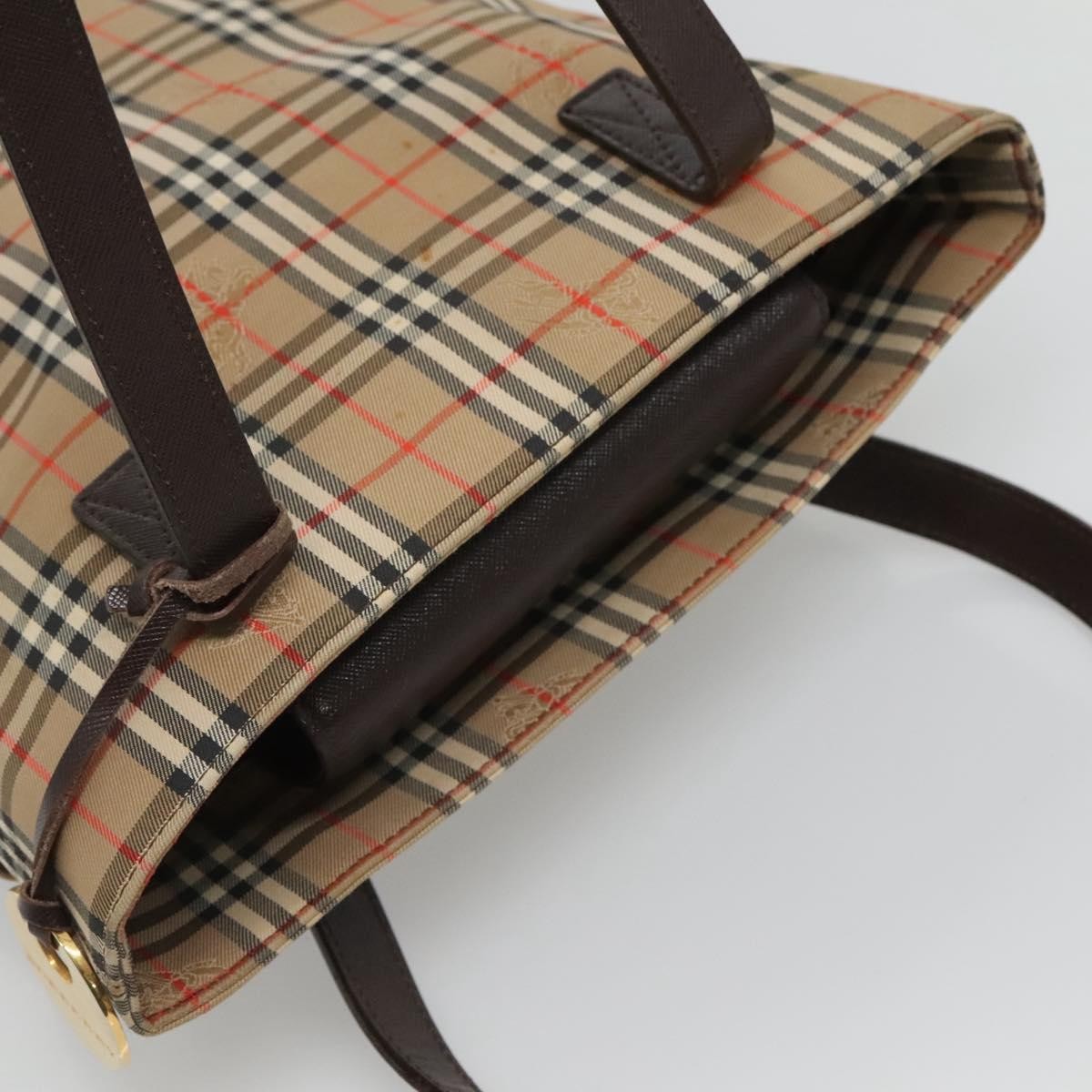 Burberry Nova Check Tote Canvas And Leather Beige Canvas Tote Bag
