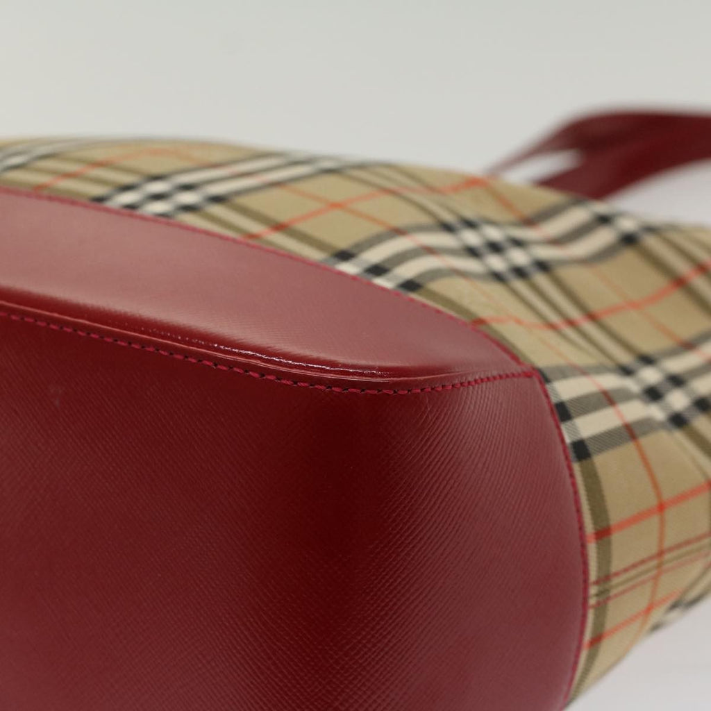 Burberry Nova Check Tote Nylon And Leather Beige Nylon Tote Bag