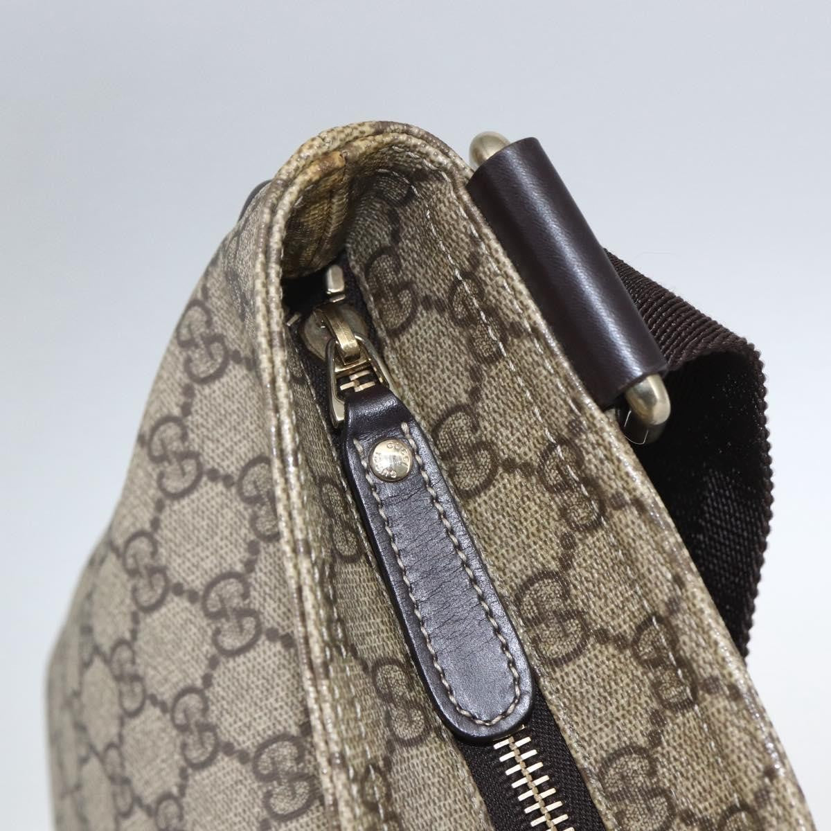 Gucci Zip Top Messenger Bag Gg Coated Canvas Beige Canvas Shoulder Bag Bag (Pre-Owned)
