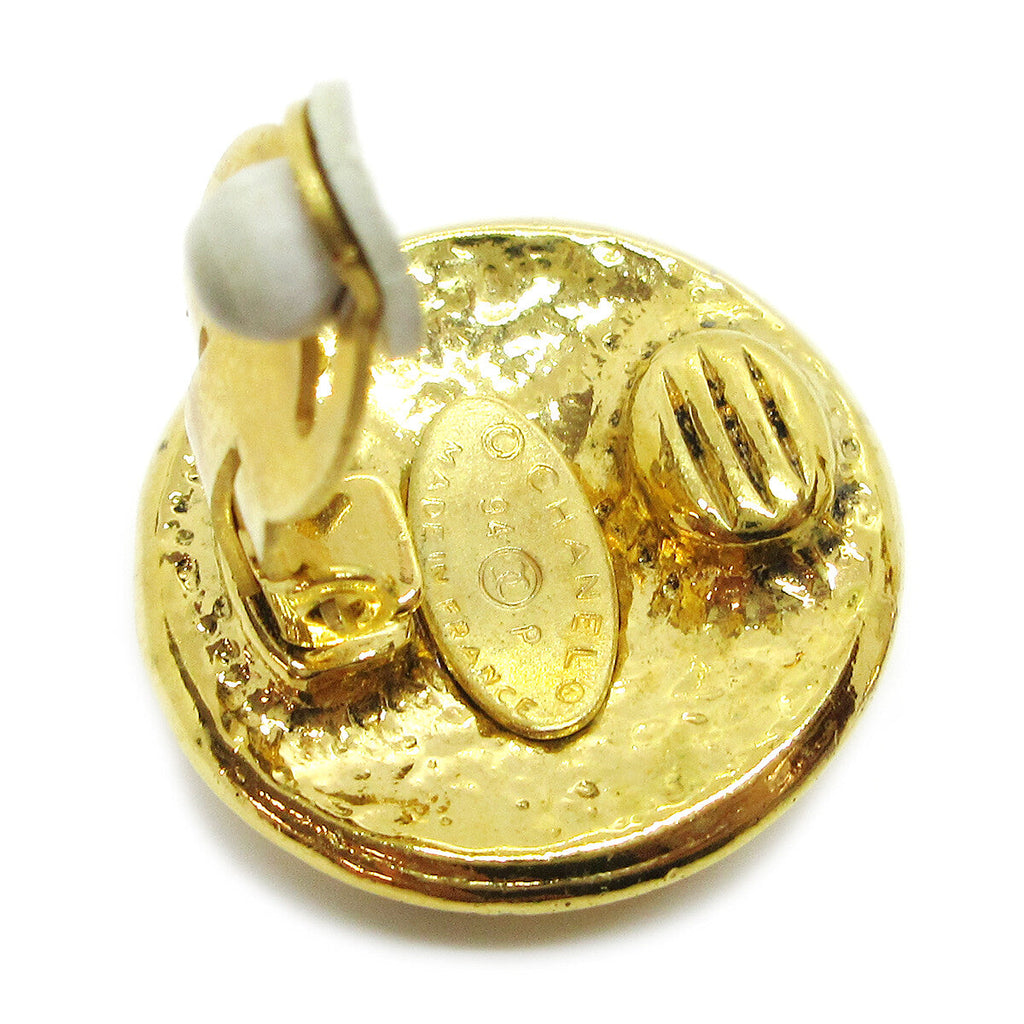 Chanel Vintage Cc Round Clip-On Earrings Metal Gold Gold_Plated Earrings Jewelry