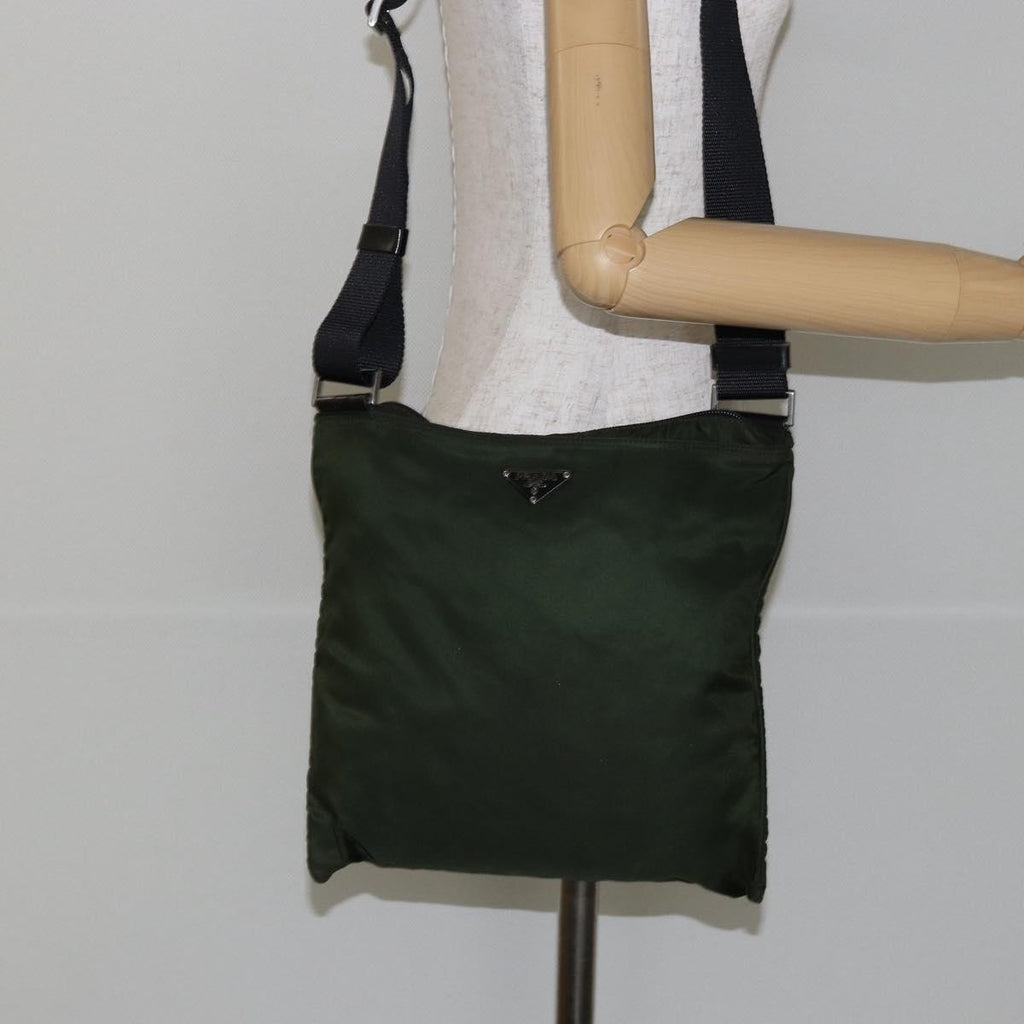 Prada Flat Messenger Bag Tessuto Khaki Nylon Shoulder Bag Bag