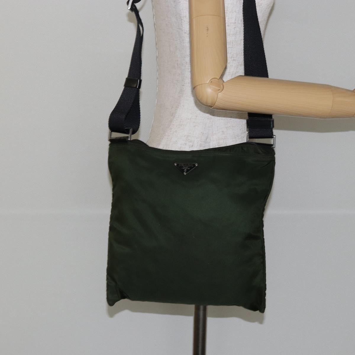 Prada Flat Messenger Bag Tessuto Khaki Nylon Shoulder Bag Bag