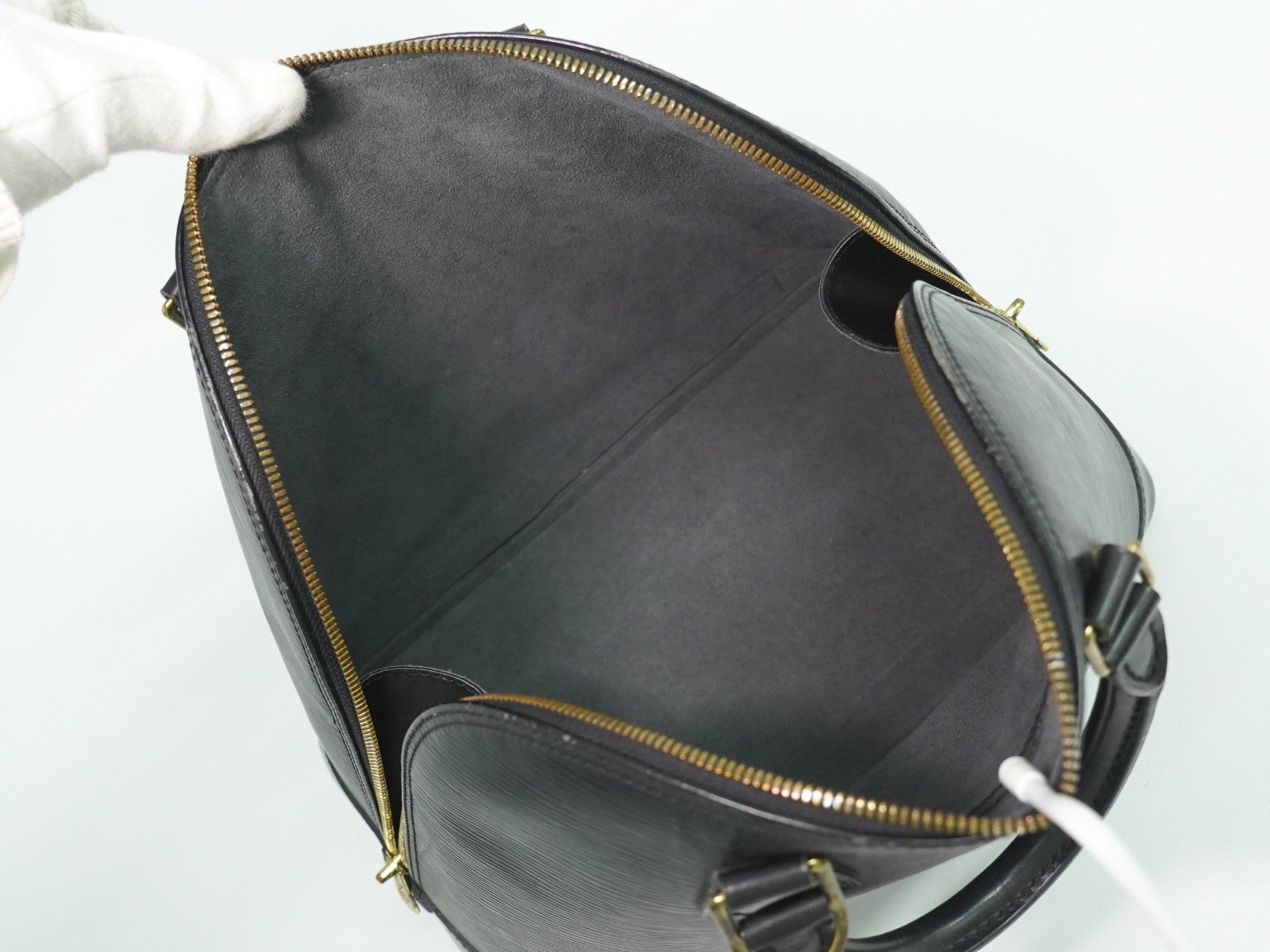 Louis Vuitton Alma Handbag Epi Leather Black Leather Handbag