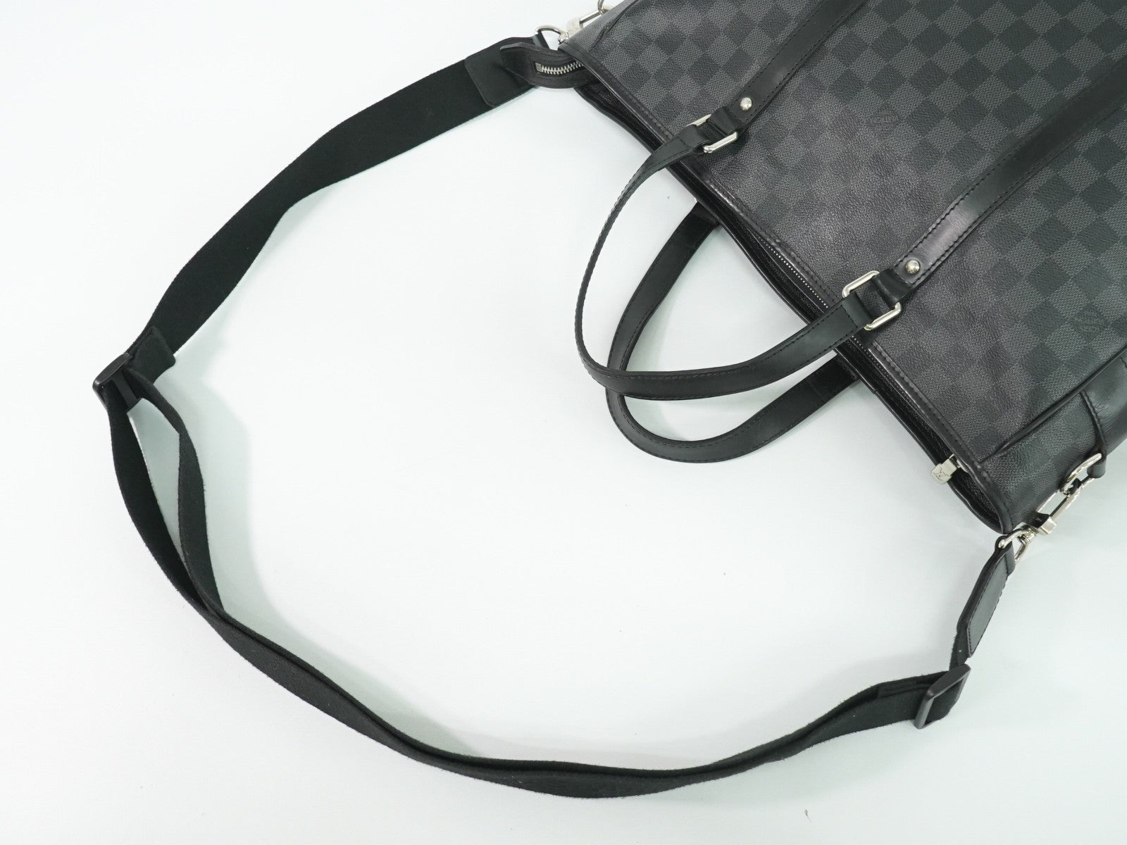 Louis Vuitton Tadao Handbag Damier Graphite Black Canvas Tote Bag