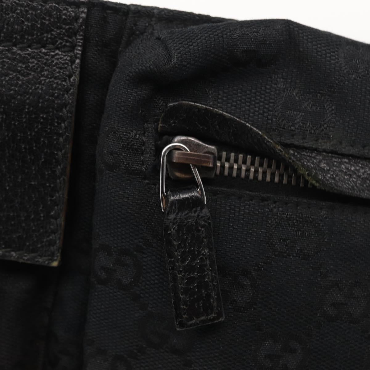 Gucci Vintage Double Belt Bag Gg Canvas With Leather Black Canvas Clutche & Pouche Bag (Pre-Owned)
