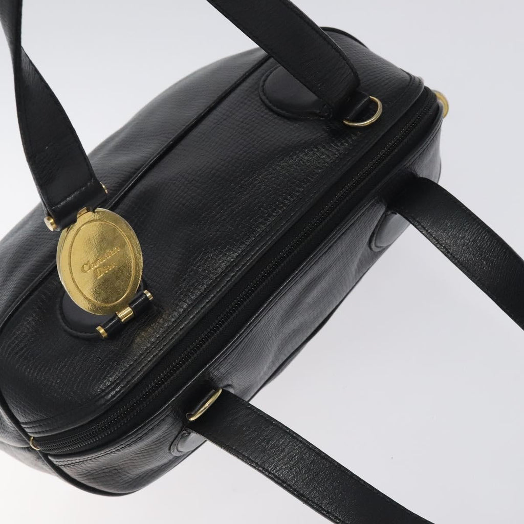 Christian Dior Vintage Cd Handbag Leather Black Leather Handbag (Pre-Owned)