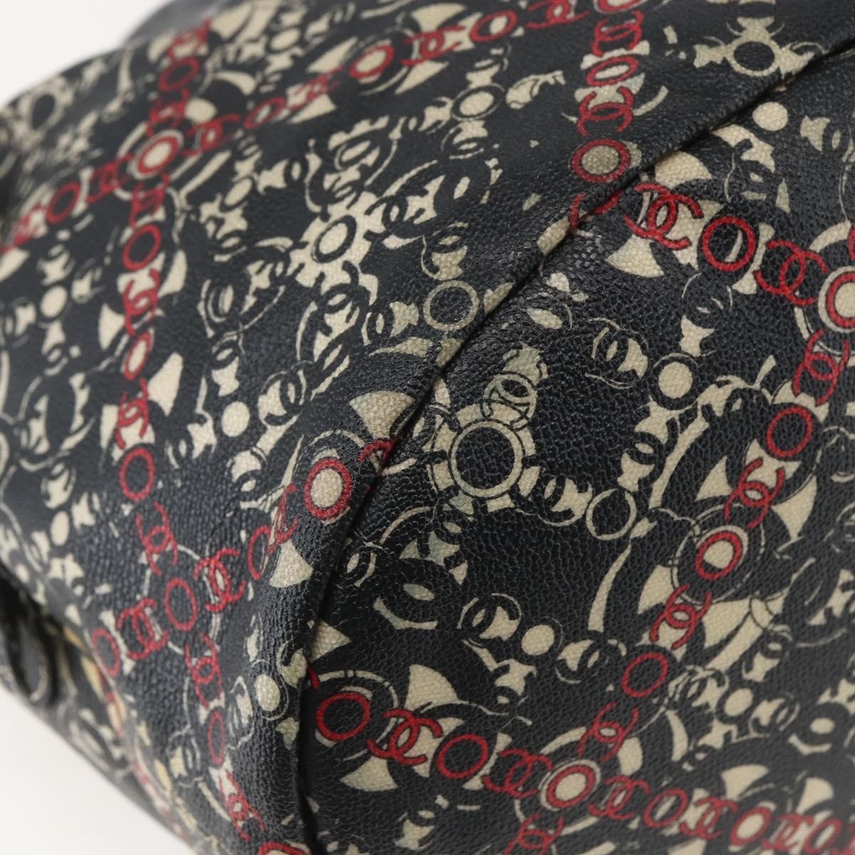 Chanel Optic Coco Bowler Bag Printed Coated Canvas With Caviar Black Pvc Travel Bag Bag