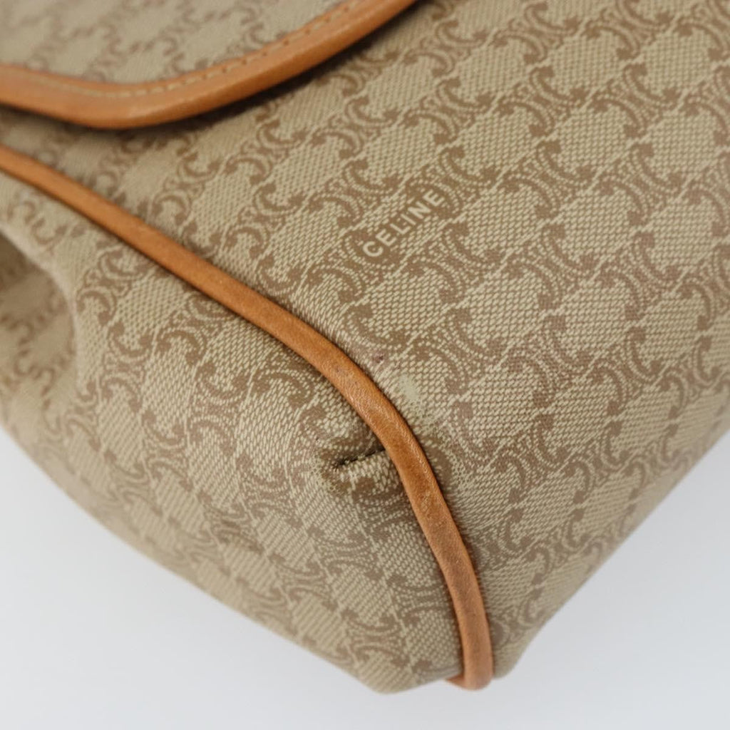 Celine Vintage Macadam Shoulder Bag Canvas And Leather Beige Canvas Shoulder Bag Bag
